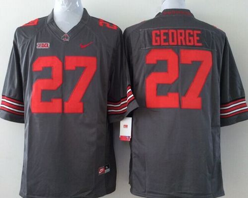 Buckeyes #27 Eddie George Grey Stitched Youth NCAA Jersey